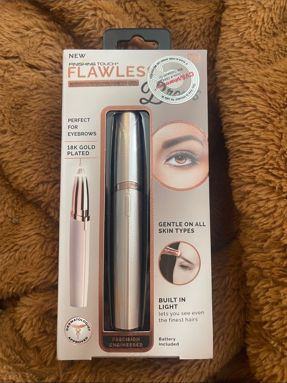 Finishing Touch Flawless Eyebrow Hair Remover BROWS NIB - Rose Gold/Silver